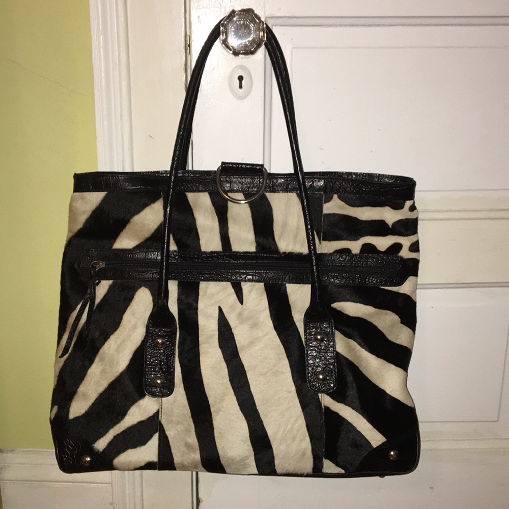 Maurizio Taiuti Zebra print calf leather tote bag